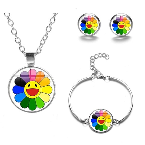 trendy japanese murakami takashi seven colors sunflower necklace bracelet earrings jewelry sets for women girls wholesale, Slivery;golden
trendy japanese murakami takashi seven colors sunflower necklace bracelet earrings jewelry sets for women girls wholesale, Slivery;golden