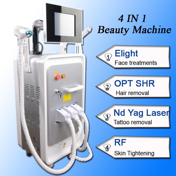 4 in 1 beauty spa use equipment e-light ipl rf pigments removal nd yag laser tattoo removal shr laser hair removal multifunction machine, Black 
4 in 1 beauty spa use equipment e-light ipl rf pigments removal nd yag laser tattoo removal shr laser hair removal multifunction machine, Black