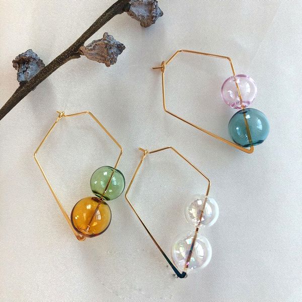 original design dreamlike ins brief brass double glass balls square hoop earrings for women 2018 chic bubble korean earrings, Golden;silver
original design dreamlike ins brief brass double glass balls square hoop earrings for women 2018 chic bubble korean earrings, Golden;silver