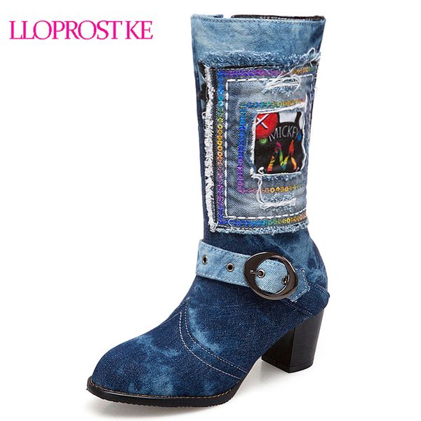lloprost ke new women thick heels buckle denim half boots lady plus size embroidery winter thick warm high heels boots d181, Black
lloprost ke new women thick heels buckle denim half boots lady plus size embroidery winter thick warm high heels boots d181, Black