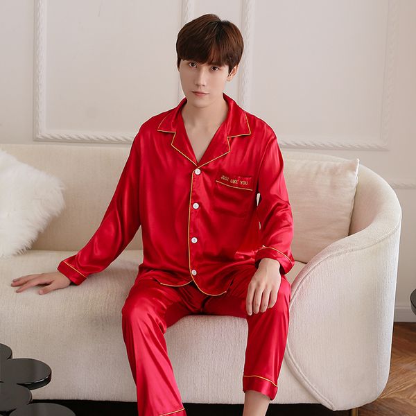 red spring sleepwear sets mens shirt pants suit casual night robe pajamas male home wear 2pc nightwear sleep kimono bath gown, Black;brown
red spring sleepwear sets mens shirt pants suit casual night robe pajamas male home wear 2pc nightwear sleep kimono bath gown, Black;brown