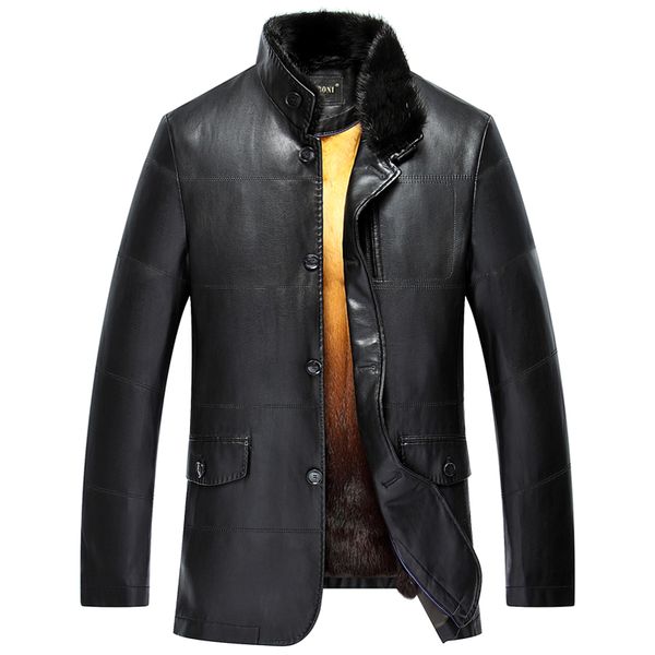 2018 warm fur leather men coats -40 degree russia warm collar fashion brand slim motorcycle coats, Black
2018 warm fur leather men coats -40 degree russia warm collar fashion brand slim motorcycle coats, Black