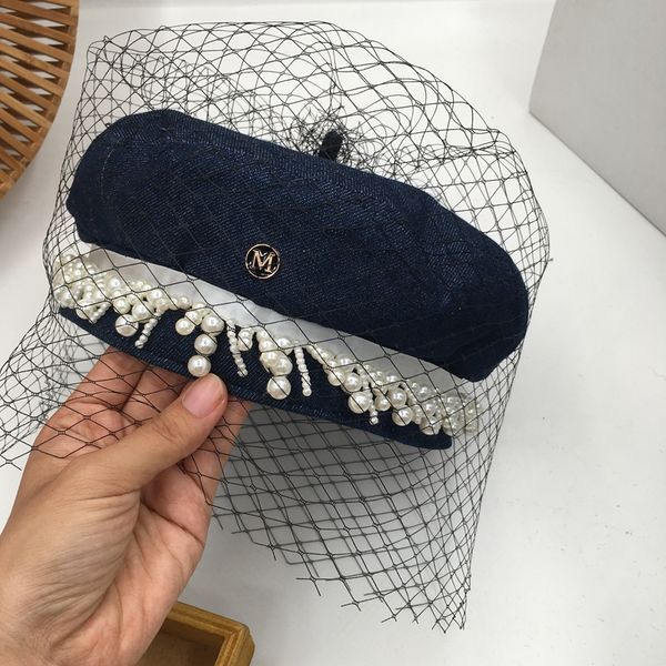 french elegant beret hat female mesh pearl ladies versatile painter hat small incense cowboy octagonal cap ins tide, Blue;gray
french elegant beret hat female mesh pearl ladies versatile painter hat small incense cowboy octagonal cap ins tide, Blue;gray