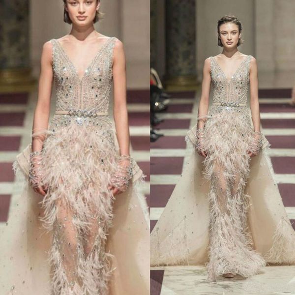 ziad nakad mermaid prom dresses with detachable train 2019 crystal feathers beaded evening gowns robes de soirée, Black
ziad nakad mermaid prom dresses with detachable train 2019 crystal feathers beaded evening gowns robes de soirée, Black