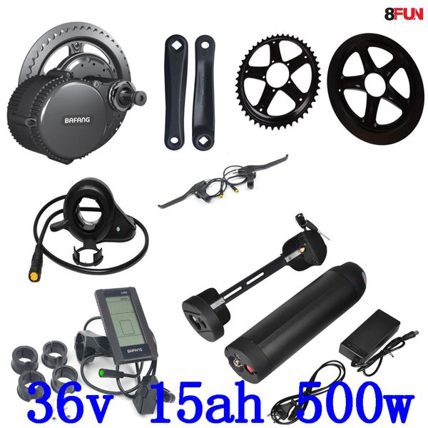 Image of 36V Electric Bike Battery 36V 15Ah Lithium Battery 36V 500W 8Fun Bafang BBS02 mid drive electric motor kit with 42V 2A charger