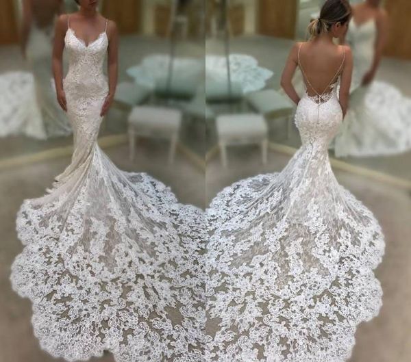 long mermaid open back wedding dress spaghetti straps lace garden country church bride bridal gown custom made plus size, White
long mermaid open back wedding dress spaghetti straps lace garden country church bride bridal gown custom made plus size, White