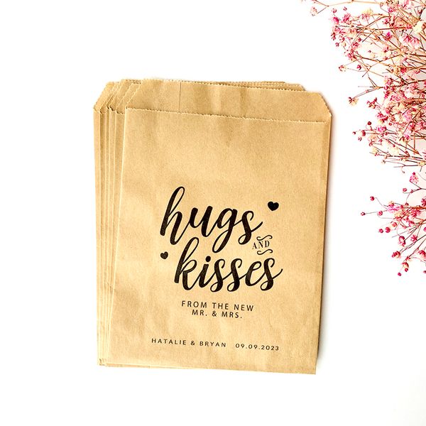 hugs and kisses from the new mr. & mrs. - wedding favour paper bags/custom name and date cookie donuts candy bags
hugs and kisses from the new mr. & mrs. - wedding favour paper bags/custom name and date cookie donuts candy bags