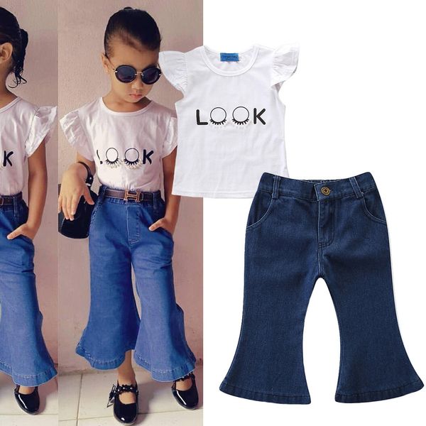 baby girls outfits 2019 new summer kids white t shirt+jeans flared trousers 2 pcs set children fashion clothing
baby girls outfits 2019 new summer kids white t shirt+jeans flared trousers 2 pcs set children fashion clothing