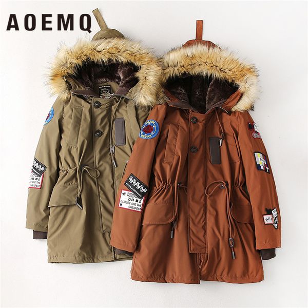 aoemq loose hooded fur collar embroidery pattern detachable plush liner fashion warm long section parker cotton coat, Black
aoemq loose hooded fur collar embroidery pattern detachable plush liner fashion warm long section parker cotton coat, Black