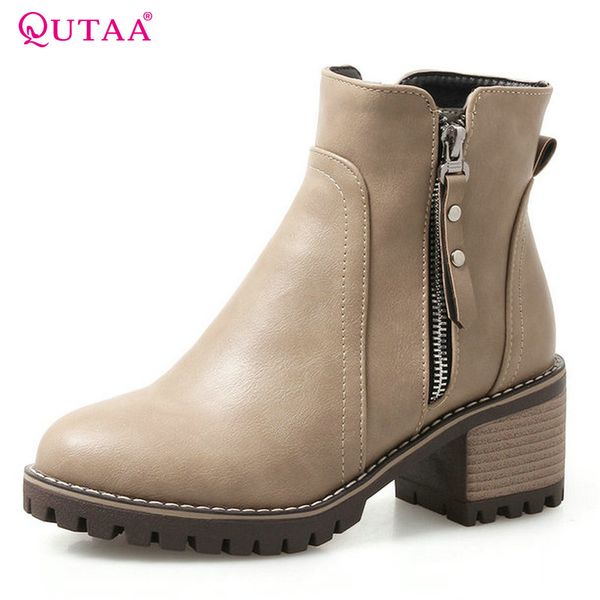 qutaa 2020 fashion women boots zipper pu leather ankle boots round toe wetrn style spring and autumn women size 34-43, Black
qutaa 2020 fashion women boots zipper pu leather ankle boots round toe wetrn style spring and autumn women size 34-43, Black
