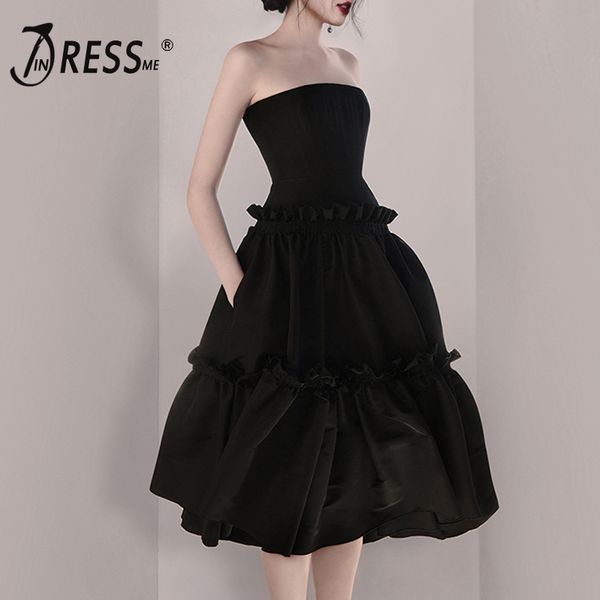 indressme off shoulder sleeveless strapless slash neck ruffles knee length ball grown elegant female dress vestidos new2019, Black;gray
indressme off shoulder sleeveless strapless slash neck ruffles knee length ball grown elegant female dress vestidos new2019, Black;gray