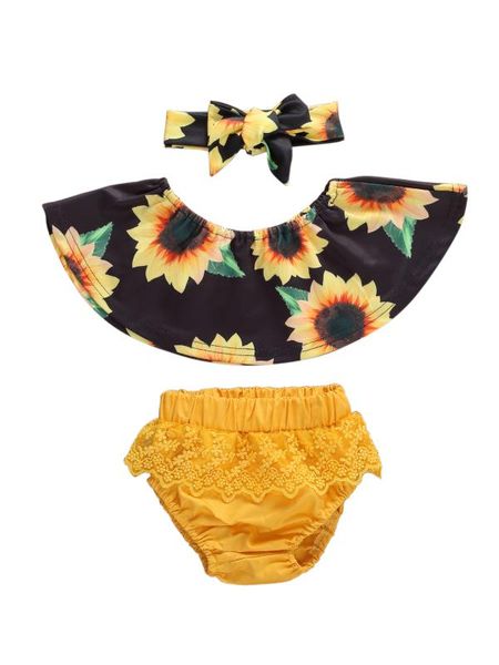 0-24m toddler kids baby girls boys clothes sets 3pcs sunflowers print off shoulder +lace shorts+headband, White
0-24m toddler kids baby girls boys clothes sets 3pcs sunflowers print off shoulder +lace shorts+headband, White
