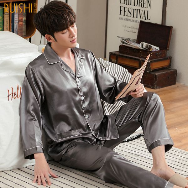 mens ice silk satin pajamas men xxxl pyjamas set gray thin sleepwear male loungewear long sleeve man pijama hombre 2020 new, Black;brown
mens ice silk satin pajamas men xxxl pyjamas set gray thin sleepwear male loungewear long sleeve man pijama hombre 2020 new, Black;brown