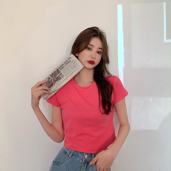 2020 slim all-match loose t-shirt color high waist short sleeve female h2114 candy t-shirt candy, White
2020 slim all-match loose t-shirt color high waist short sleeve female h2114 candy t-shirt candy, White