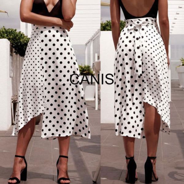 ladies bohemia bandage lace up white split skirt high waist midi polka dots print slit summer high waist beach skirt girls, White;black
ladies bohemia bandage lace up white split skirt high waist midi polka dots print slit summer high waist beach skirt girls, White;black