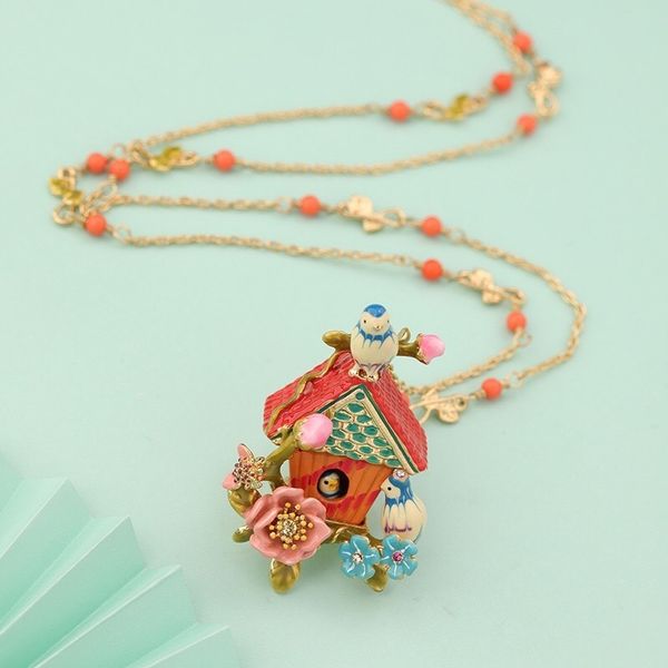 2019 new arrival france bird house enamel chain sweater necklace brand cute pink delicate special necklace for women girl gift, Silver
2019 new arrival france bird house enamel chain sweater necklace brand cute pink delicate special necklace for women girl gift, Silver