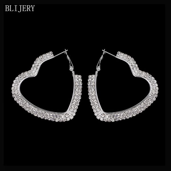 blijery new silver color rhinestone heart shape hoop earrings for women crystal statement wedding earrings night party jewelry, Golden;silver 
blijery new silver color rhinestone heart shape hoop earrings for women crystal statement wedding earrings night party jewelry, Golden;silver