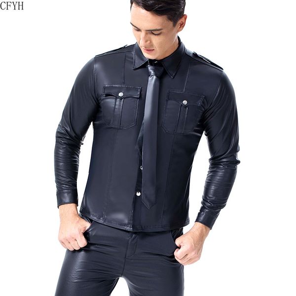 men trend wet look patent leather shirt party shirt turn-down collar long sleeve button down slim fit nightclub shirts, White;black
men trend wet look patent leather shirt party shirt turn-down collar long sleeve button down slim fit nightclub shirts, White;black