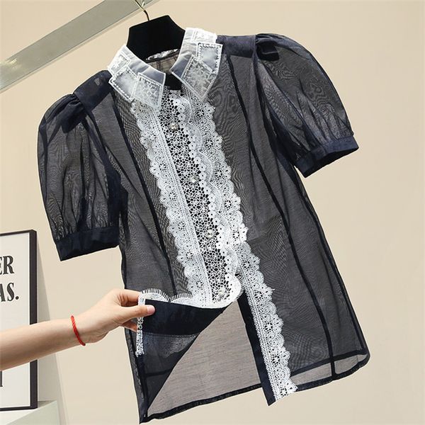 lace bubble short sleeve chiffon shirt female summer shirt womens summer blouse gauze loose blouses blusas girls black, White
lace bubble short sleeve chiffon shirt female summer shirt womens summer blouse gauze loose blouses blusas girls black, White