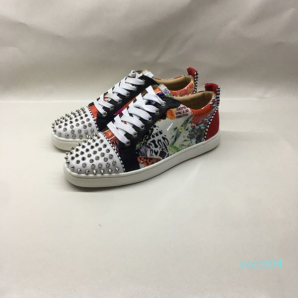 man women red bottom shoes new designer brand studded spikes flats shoes red bottom shoes for party lovers genuine leather sneaker ct04, Black
man women red bottom shoes new designer brand studded spikes flats shoes red bottom shoes for party lovers genuine leather sneaker ct04, Black