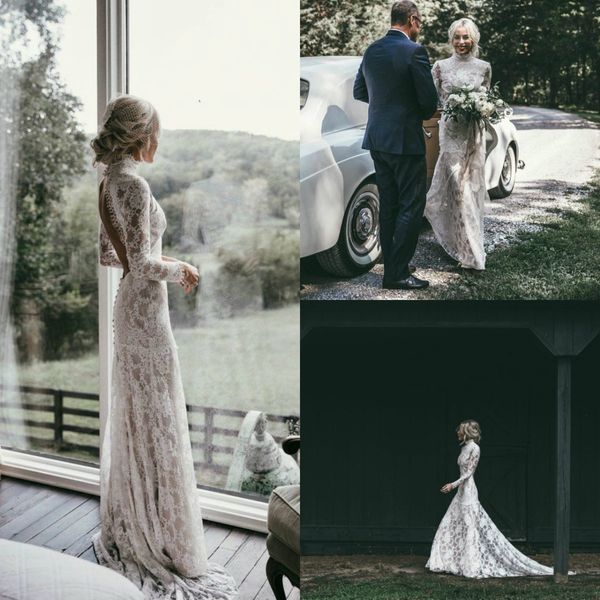 2019 mermaid wedding dresses high neck hollow back lace appliqued long sleeve wedding dress bridal gowns sweep train vestidos de novia, White
2019 mermaid wedding dresses high neck hollow back lace appliqued long sleeve wedding dress bridal gowns sweep train vestidos de novia, White