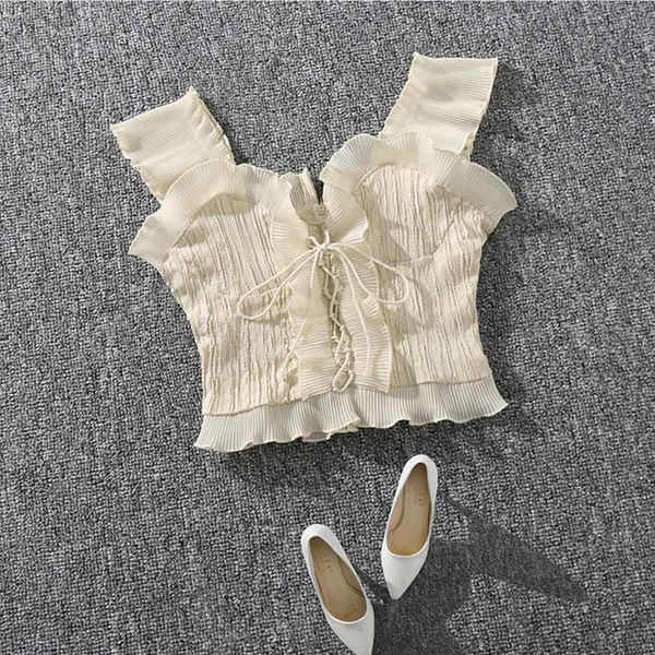 ruffled sleeveless lace up women's tank hollow out off shoulder cropped women tanks 2019 new summer party clothes, White
ruffled sleeveless lace up women's tank hollow out off shoulder cropped women tanks 2019 new summer party clothes, White