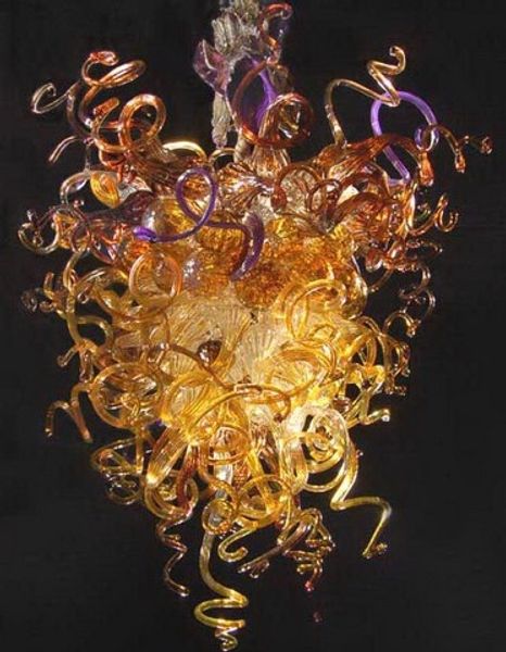 

Lamp Amber Hand Blown Glass Chandeliers Murano Crystal Light Antique Art Decoration Pendant Lamps with LED Bulbs