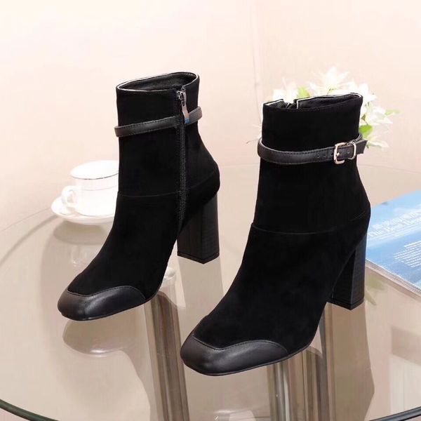 new arrival autumn and winter high heel women boots round toe genuine leather zips belt decoration comfortable women shoes, Black
new arrival autumn and winter high heel women boots round toe genuine leather zips belt decoration comfortable women shoes, Black