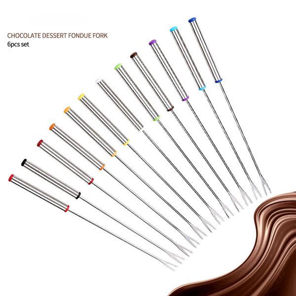 6pcs/set dessert fork stainless steel chocolate pot cheese fruit fondue skewer fork kitchen tools
6pcs/set dessert fork stainless steel chocolate pot cheese fruit fondue skewer fork kitchen tools
