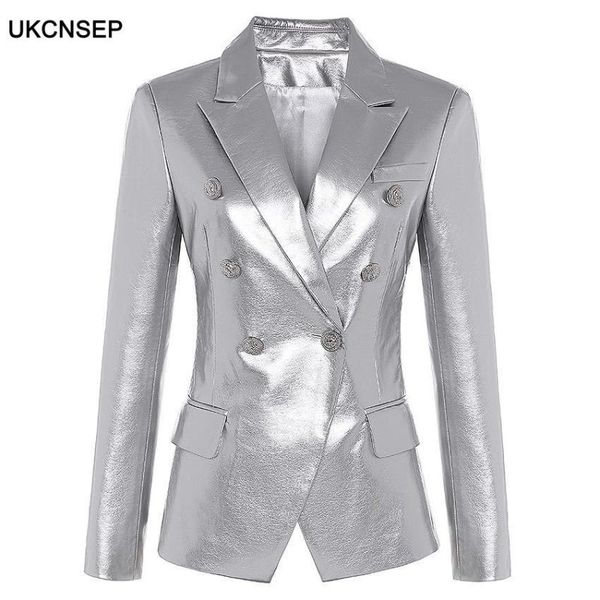women's suits & blazers ukcnsep 2021 leather blazer long sleeve metal buttons notched runway women and jacket, White;black
women's suits & blazers ukcnsep 2021 leather blazer long sleeve metal buttons notched runway women and jacket, White;black