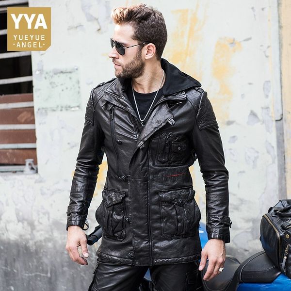 sheepskin motorcycle mens hooded jackets fashion medium length zip pockets genuine leather outwear coats plus size, Black
sheepskin motorcycle mens hooded jackets fashion medium length zip pockets genuine leather outwear coats plus size, Black