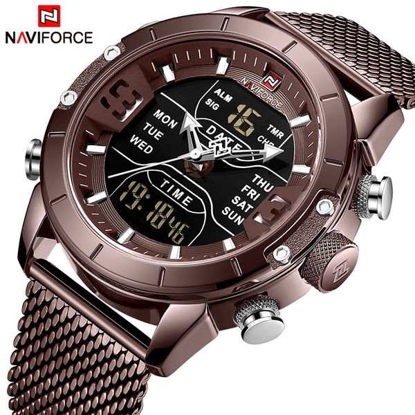 2019 naviforce new men fashion dual display quartz watch mens stainless steel led digital wristwatch brand relogio masculino, Slivery;brown
2019 naviforce new men fashion dual display quartz watch mens stainless steel led digital wristwatch brand relogio masculino, Slivery;brown