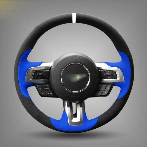 for ford mustang car steering wheel cover black blue hand-stitched suede leather
for ford mustang car steering wheel cover black blue hand-stitched suede leather