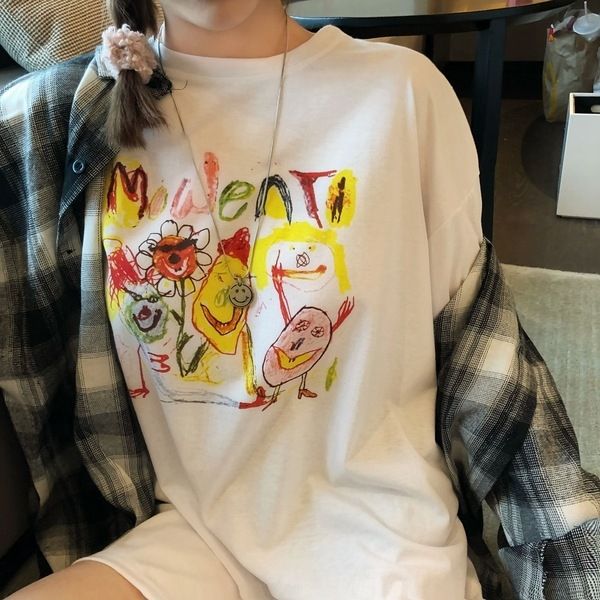 short-sleeved loose graffiti white women's students wear t- t-shirt hip-hop versatile base shirt inside and outside
short-sleeved loose graffiti white women's students wear t- t-shirt hip-hop versatile base shirt inside and outside