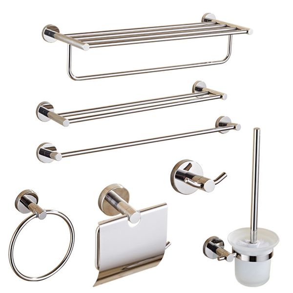 stainless steel bathroom kit accessories wall mount glossy towel bar toilet paper rack toilet brush holder bath hardware set 
stainless steel bathroom kit accessories wall mount glossy towel bar toilet paper rack toilet brush holder bath hardware set
