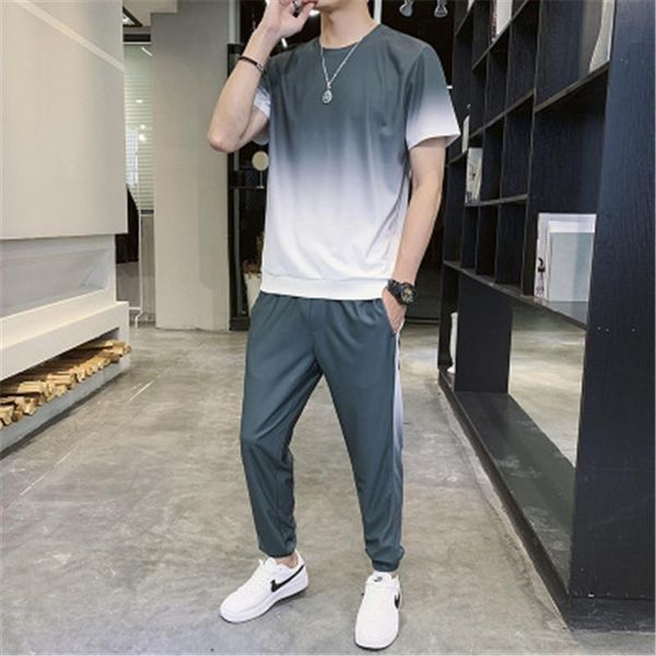 designer mens gradient suit t shirts long pants two pieces sets fashion trend summer casual sports track tracksuit fitness sportswears men, Gray
designer mens gradient suit t shirts long pants two pieces sets fashion trend summer casual sports track tracksuit fitness sportswears men, Gray