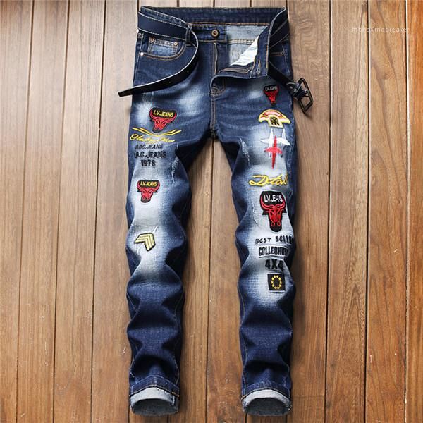 embroidered jeans fashion casual skinny pencil pants four season skateboard men jeans trousers plus size slim mens elasticity, Blue
embroidered jeans fashion casual skinny pencil pants four season skateboard men jeans trousers plus size slim mens elasticity, Blue
