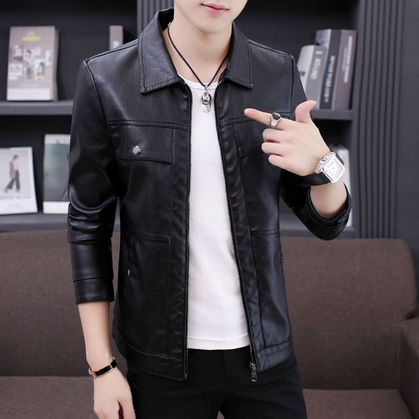 autumn winter men's pu jackets coats slim fit trendy motorcycle leather jacket fashion streetwear men's leather jacket coat, Black
autumn winter men's pu jackets coats slim fit trendy motorcycle leather jacket fashion streetwear men's leather jacket coat, Black