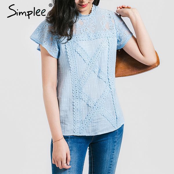 simplee embroidery women plus size blouse mesh cotton blue short sleeve blouse shirt casual streetwear summer shirt 2019, White
simplee embroidery women plus size blouse mesh cotton blue short sleeve blouse shirt casual streetwear summer shirt 2019, White