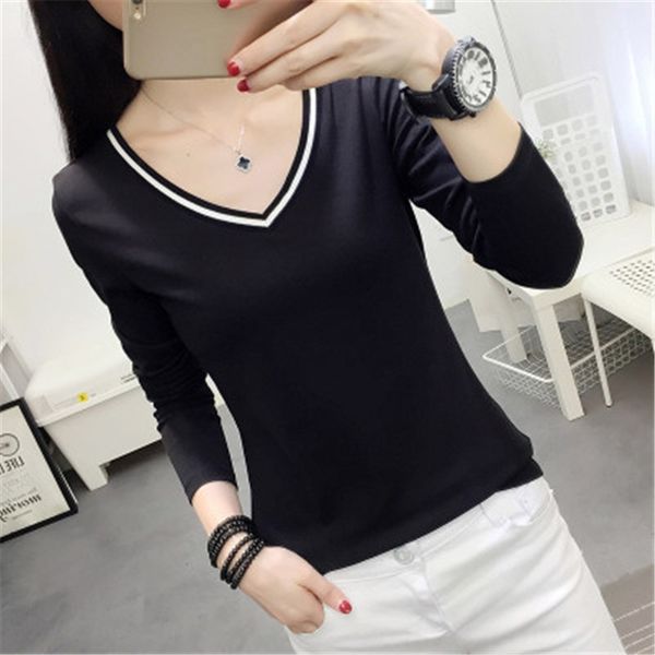 autumn 2020 coat t- pure cotton stitching v-neck solid color slim t-shirt women's long sleeve women's base shirt, White
autumn 2020 coat t- pure cotton stitching v-neck solid color slim t-shirt women's long sleeve women's base shirt, White