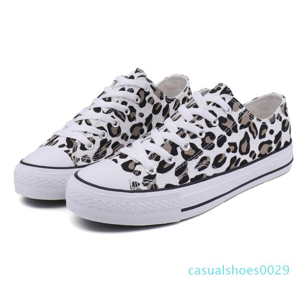 leopard printed casual sneakers flats fashion canvas shoes c29, Black
