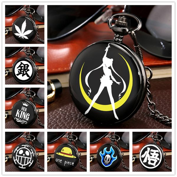 vintage black smooth case watches ninja/one piece/sailor moon design pocket watch anime cosplay men women quartz analog clock gifts pendant, Slivery;golden
vintage black smooth case watches ninja/one piece/sailor moon design pocket watch anime cosplay men women quartz analog clock gifts pendant, Slivery;golden