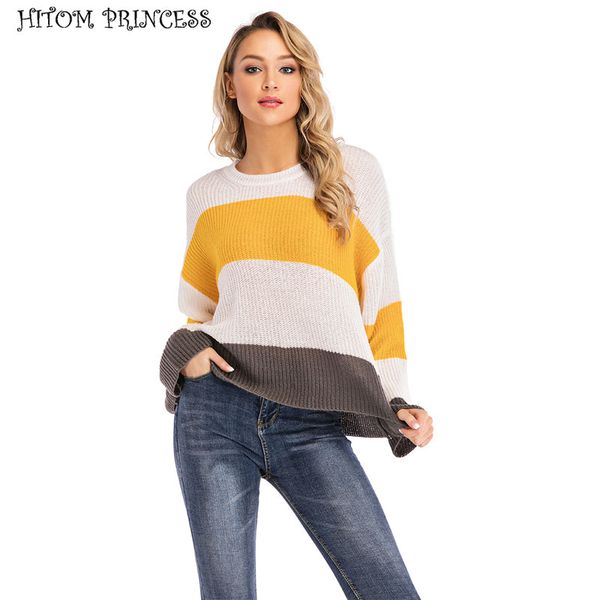 hitom princess casual oversized striped sweater women winter loose pullover knitted jumper o neck autumn female sweater, White;black
hitom princess casual oversized striped sweater women winter loose pullover knitted jumper o neck autumn female sweater, White;black