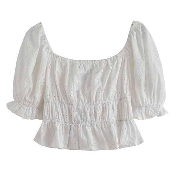 women's blouses & shirts 2021 summer retro square collar short sleeve ruffled waist slimming fashion sweet and cute shirt, White
women's blouses & shirts 2021 summer retro square collar short sleeve ruffled waist slimming fashion sweet and cute shirt, White