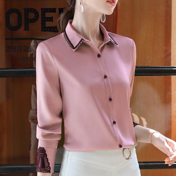 professional shirt women long sleeve 2020 spring new temperament lace patchwork satin chiffon blouses office ladies work, White
professional shirt women long sleeve 2020 spring new temperament lace patchwork satin chiffon blouses office ladies work, White