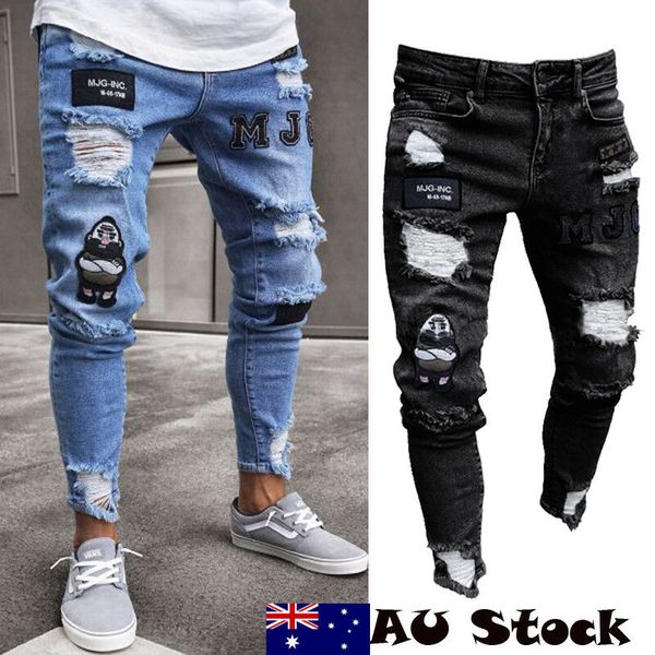 hirigin fashion men's ripped skinny destroyed frayed slim fit denim trousers pants men's fashion hole trousers, Black
hirigin fashion men's ripped skinny destroyed frayed slim fit denim trousers pants men's fashion hole trousers, Black