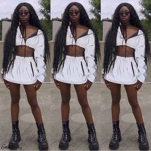 2019 new style fashion women's ladies reflective luminous elastic short deep v neck zipper crop top, White
2019 new style fashion women's ladies reflective luminous elastic short deep v neck zipper crop top, White