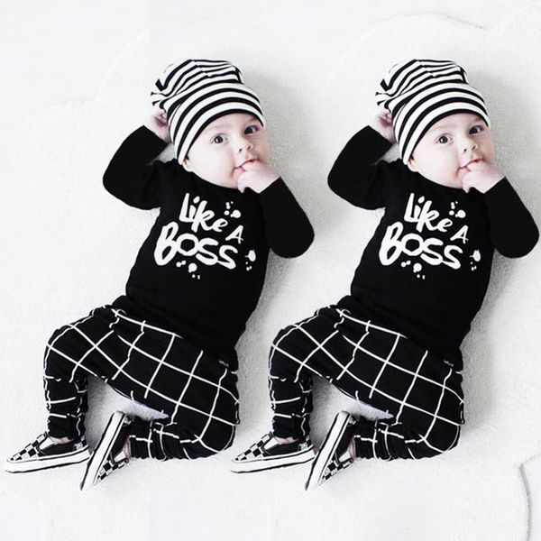 newborn baby boy clothes 2pcs set long sleeve letter like a boss t-shirt+cozy lattice pants infant autumn baby clothing, White
newborn baby boy clothes 2pcs set long sleeve letter like a boss t-shirt+cozy lattice pants infant autumn baby clothing, White