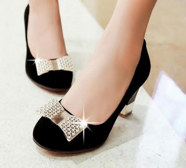 2019 women's shoes in spring and autumn with new style high heel coarse heel round head bowknot suede@273, Black
2019 women's shoes in spring and autumn with new style high heel coarse heel round head bowknot suede@273, Black