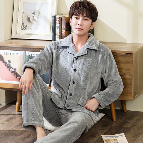 flannel pajamas for men winter thicken warm fleece pajamas set man grey long sleeve button-down home clothes sleepwear pijama, Black;brown
flannel pajamas for men winter thicken warm fleece pajamas set man grey long sleeve button-down home clothes sleepwear pijama, Black;brown